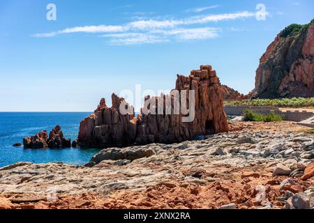 Rocce Rosse (Red Rocks) paysage d'Arbatax, Sardaigne, Italie, Méditerranée, Europe Banque D'Images