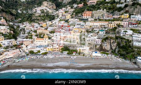 Antenne de Positano, côte amalfitaine, site du patrimoine mondial de l'UNESCO, Campanie, Italie, Europe Copyright : MichaelxRunkel 1184-12205 Banque D'Images