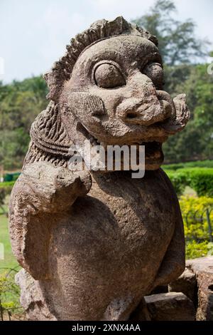 Détail du Temple du Soleil du milieu du XIIIe siècle, dédié à Surya, le Dieu du Soleil hindou, UNESCO, Konarak, Puri District, Odisha, Inde Banque D'Images