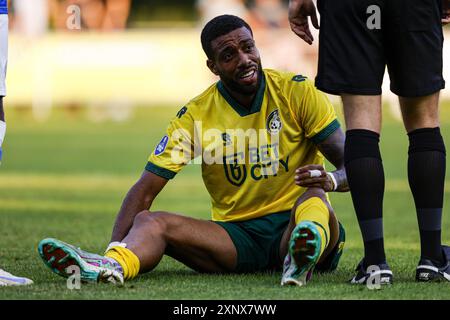 OVERASSELT, 02-08-2024, Sportpark de Passelegt, football, match amical, saison 2024/2025, pendant le match Fortuna Sittard-de Graafschap Fortuna Sittard joueur Loreintz Rosier crédit : Pro Shots/Alamy Live News Banque D'Images