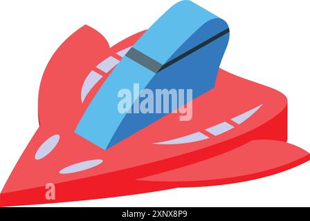 Vaisseau spatial rouge volant dans l'espace explorant la galaxie Illustration de Vecteur