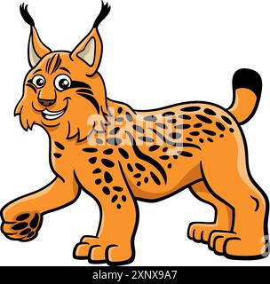 Illustration de dessin animé de lynx drôle de caractère animal sauvage Illustration de Vecteur