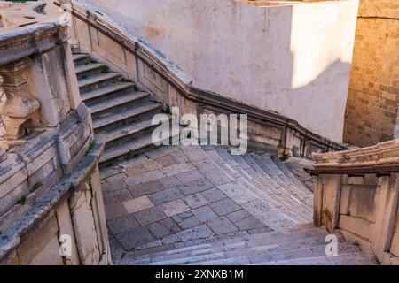 Escaliers jésuites dans la vieille ville historique de Dubrovnik, Croatie Banque D'Images