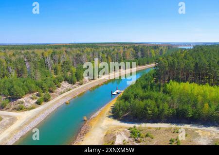 Canal de Sorno dans le Lakeland de Lusace, canal de Sorno, région des lacs de Lusace dans le Brandebourg, Allemagne Banque D'Images