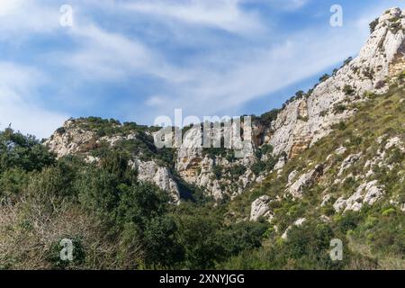 Magnifique canyon à la réserve naturelle orientée Cavagrande del Cassibile, Syracuse, Italie. Banque D'Images