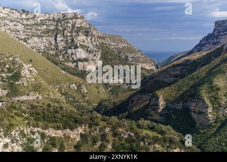 Magnifique canyon à la réserve naturelle orientée Cavagrande del Cassibile, Syracuse, Sicile, Italie Banque D'Images