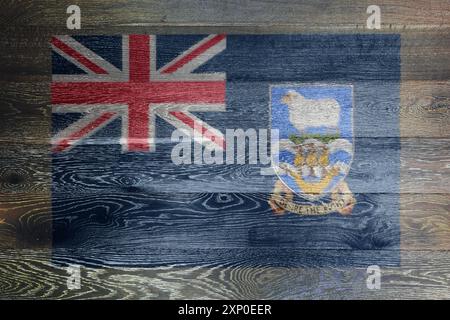 Drapeau des îles Falkland sur vieux bois rustique Banque D'Images