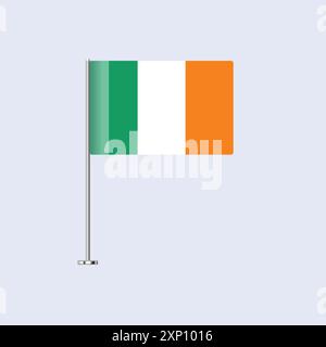 Drapeau de table isolé de l'Irlande sur le poteau, conception de vecteur de drapeau irlandais pour l'impression et le Web Illustration de Vecteur