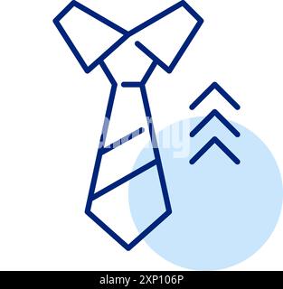 Costume cravate, col de chemise et flèches vers le haut. Avancement professionnel, ascension de l'entreprise et croissance de l'entreprise. Icône de contour pixel Perfect, modifiable Illustration de Vecteur