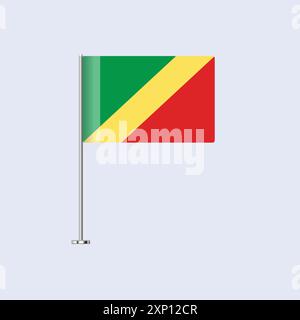 Drapeau isolé de table Congo DR sur le pôle, Congolais Flag Vector Design pour l'impression et le Web Illustration de Vecteur