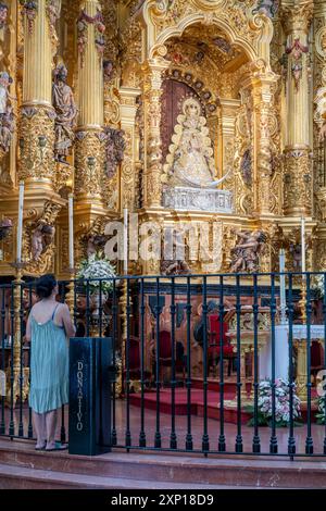 Vierge de El Rocio, Ermita de la Virgen del Rocio, El Rocio, Huelva, Andalousie, Espagne Banque D'Images