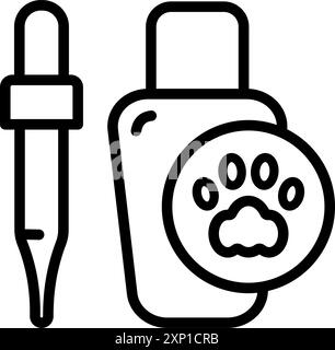 Gouttes pour les yeux ou les oreilles pour le vecteur d'icône de ligne d'animaux de compagnie. Gouttes pour les yeux ou les oreilles pour le chat ou le chien contour signe simple. Illustration vectorielle isolée sur fond blanc. Illustration de Vecteur