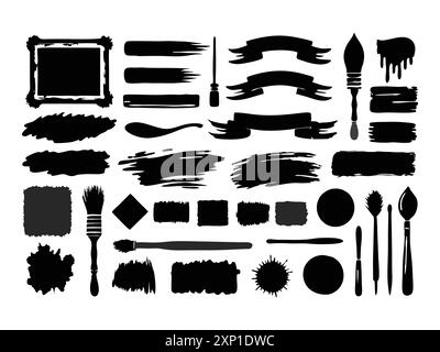 Jeu de variations d'encre noire éclaboussures de pinceau Illustration de Vecteur