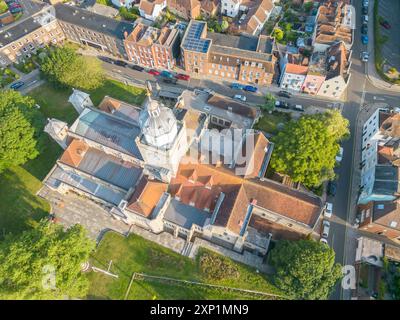 vue aérienne de la cathédrale anglicane du vieux portsmouth hampshire Banque D'Images