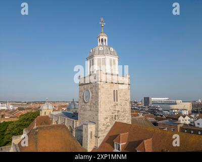 vue aérienne de la cathédrale anglicane du vieux portsmouth hampshire Banque D'Images
