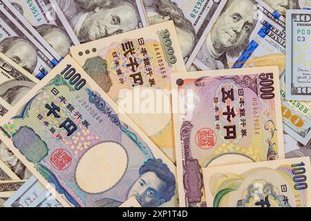 Au Japon, en période d'inflation, les particuliers investissent leurs économies en achetant des dollars américains Banque D'Images