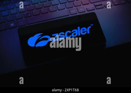 Paraguay. 03 août 2024. Dans cette illustration photo, le logo Zscaler est affiché sur l'écran d'un smartphone. Crédit : SOPA images Limited/Alamy Live News Banque D'Images