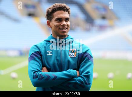 Raphael Borges Rodrigues de Coventry City en avant du match amical d'avant-saison à la Coventry Building Society Arena. Date de la photo : samedi 3 août 2024. Banque D'Images