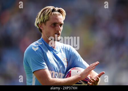 Jack Rudoni de Coventry City lors du match amical d'avant-saison à la Coventry Building Society Arena. Date de la photo : samedi 3 août 2024. Banque D'Images