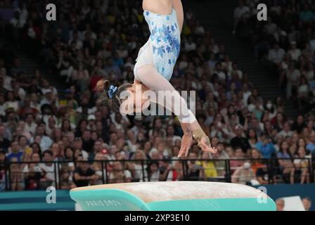 Paris, France. 03 août 2024. Shallon Olsen, du Canada, se produira dans la finale du caveau de gymnastique féminine aux Jeux olympiques de Paris 2024, à Paris, en France, le samedi 3 août 2024. Photo de Pat Benic/UPI crédit : UPI/Alamy Live News Banque D'Images
