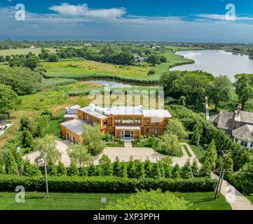 vue aérienne d'une belle maison au 471 route sagaponack Banque D'Images