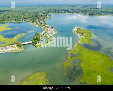 vue aérienne de towd point et environs, southampton, ny Banque D'Images