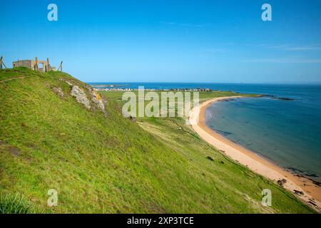 Vue sur la magnifique baie ouest préservée à elie et Earlsferry Fife East scotland avec vue sur le parcours de golf d'Elie Banque D'Images