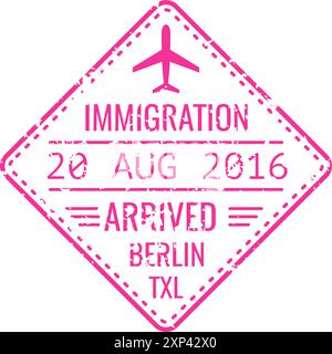 Timbre de voyage international. Marque d'arrivée de l'aéroport de Berlin Illustration de Vecteur