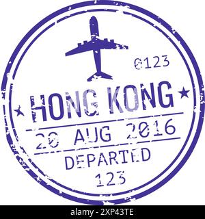 Visa d'aéroport de Hong kong. Timbre de voyage grungy Illustration de Vecteur