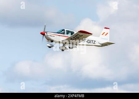 Le général américain AG-5B Tiger, arrivant à la RAF Fairford pour prendre part à l'exposition statique au RIAT 2024. Banque D'Images