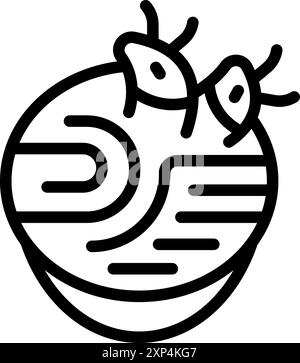 Icône Line art des bactéries colonisant une boîte de Pétri, parfait pour les projets scientifiques ou médicaux Illustration de Vecteur