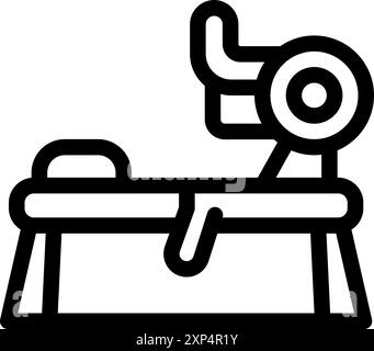 Cette icône d'une machine de crunch abdominal représente l'équipement de gymnastique utilisé pour la construction de six abs pack Illustration de Vecteur