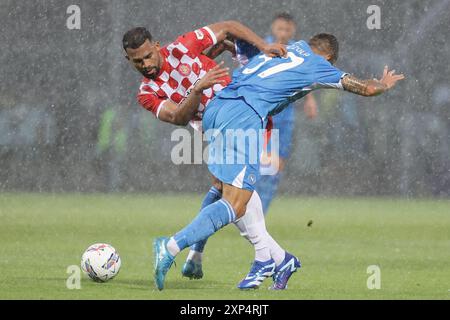 Leonardo Spianazzola de Napoli lors du match amical Napoli et Girona au stade Teofilo Patini de Castel Di Sangro, Italie centrale et méridionale - dimanche 3 août 2024. Sport - Soccer . (Photo de Alessandro Garofalo/LaPresse) crédit : LaPresse/Alamy Live News Banque D'Images