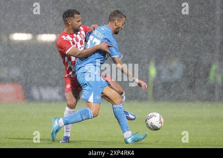 Leonardo Spianazzola de Napoli lors du match amical Napoli et Girona au stade Teofilo Patini de Castel Di Sangro, Italie centrale et méridionale - dimanche 3 août 2024. Sport - Soccer . (Photo de Alessandro Garofalo/LaPresse) crédit : LaPresse/Alamy Live News Banque D'Images