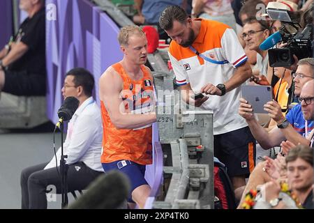 Paris, France. 03 août 2024. PARIS, FRANCE - 3 AOÛT : Sven Roosen, des pays-Bas, en compétition au lancer de Javelin Decathlon lors du jour 8 d'Athlétisme - Jeux Olympiques Paris 2024 au stade de France le 3 août 2024 à Paris, France. (Photo par Andre Weening/Orange Pictures) crédit : Orange pics BV/Alamy Live News Banque D'Images