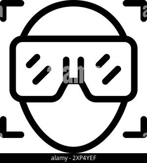 Icône simple d'un homme portant un casque vr, expérimentant le monde immersif de la réalité virtuelle Illustration de Vecteur