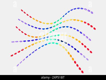 Le fond coloré abstrait montre de faux strass dans un motif ondulé. L'éclat lumineux reflète l'arc-en-ciel de couleurs. Le motif présente de fines traînées de couleur. Banque D'Images