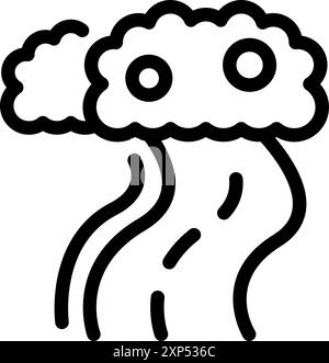 Illustration simple au trait d'un nuage champignon s'élevant après une explosion nucléaire Illustration de Vecteur