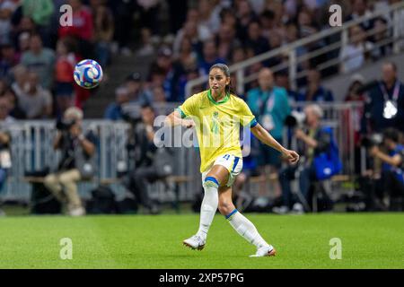 Nantes, France. 03 août 2024. Rafaelle du Brésil lors du quart de finale du football féminin entre la France et le Brésil lors des Jeux Olympiques de Paris 2024 au stade de la Beaujoire à Nantes, France (Richard Callis/SPP) crédit : SPP Sport photo de presse. /Alamy Live News Banque D'Images