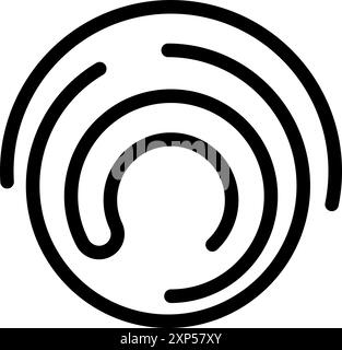 Élément abstrait noir avec des lignes tourbillonnant en cercle créant un effet hypnotique Illustration de Vecteur