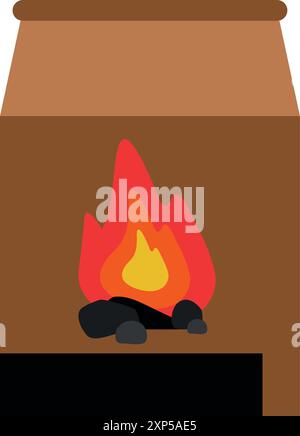 Icône de couleur de sac de charbon de bois barbecue. Combustible pour gril Illustration de Vecteur
