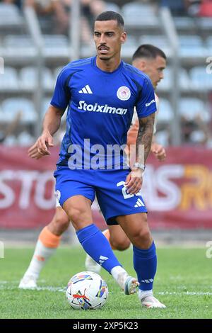 Rieti, Italie. 03 août 2024. Chiquinho de l'Olympiakos lors du match amical entre Roma et Olympiakos au stade Manlio Scopigno, Rieti, Italie, le 03 août 2024. (Crédit photo : massimo insabato/Alamy Live News Banque D'Images