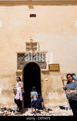 Monastère Al-Muharraq, Sainte Vierge Marie, fuite en Egypte, entrée de l'église principale, Asyut (Assiut), Egypte, Afrique du Nord, Afrique Banque D'Images