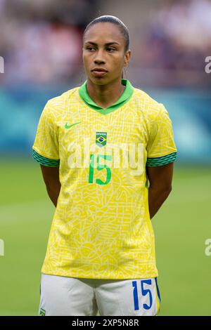 Nantes, France. 03 août 2024. Thaïlandais du Brésil avant le quart de finale du football féminin entre la France et le Brésil lors des Jeux Olympiques de Paris 2024 au stade de la Beaujoire à Nantes (Richard Callis/SPP) crédit : photo de presse SPP Sport. /Alamy Live News Banque D'Images