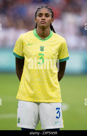 Nantes, France. 03 août 2024. Tarciane du Brésil avant le quart de finale du football féminin entre la France et le Brésil lors des Jeux Olympiques de Paris 2024 au stade de la Beaujoire à Nantes (Richard Callis/SPP) crédit : photo de presse SPP Sport. /Alamy Live News Banque D'Images