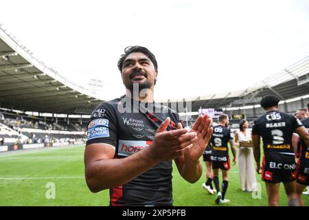 Hull, Angleterre - 3 août 2024 - James Bell de St Helens. Rugby League Betfred Super League , Hull FC vs Helens at MKM Stadium, Hull, UK Dean Williams Banque D'Images