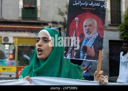 Madrid, Espagne. 3 août, 2024 représentants de différentes organisations pro-palestiniennes à Madrid ont appelé à un rassemblement de soutien aux prisonniers politiques palestiniens cet après-midi sur la place Lavapies, Madrid. Crédit : D. Canales Carvajal/Alamy Live News Banque D'Images