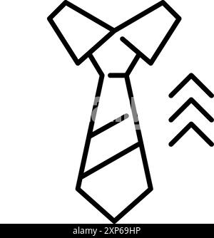 Costume cravate, col de chemise et flèches vers le haut. Avancement professionnel, ascension de l'entreprise et croissance de l'entreprise. Icône vectorielle Pixel Perfect Illustration de Vecteur
