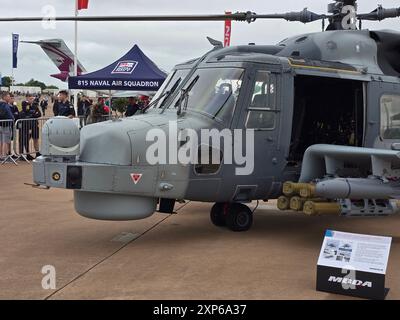 RAF Fairford, Royaume-Uni. 20 juillet 2024. Un hélicoptère AgustaWestland Wildcat exposé statique au Royal International Air Tattoo 2024. Banque D'Images