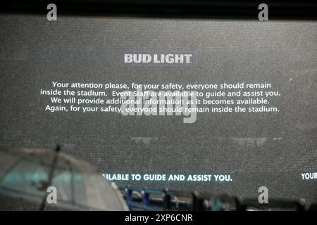 Le match a été suspendu lors du match de football de pré-saison entre le Real Madrid et le FC Barcelone au MetLife Stadium, à East Rutherford, New Jersey, le 3 août 2024. Crédit : Brazil photo Press/Alamy Live News Banque D'Images